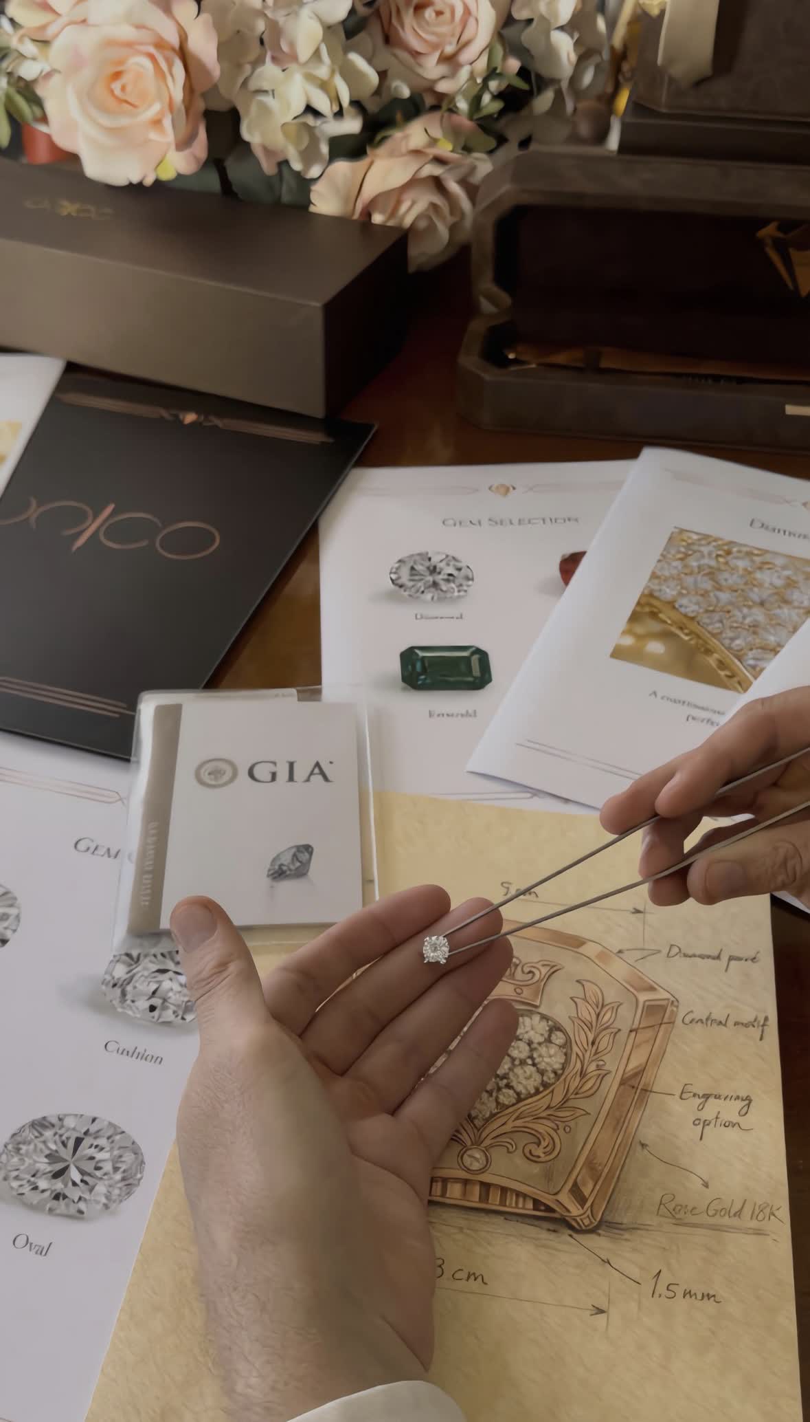 Selezione delle pietre durante la co-creazione UNICO